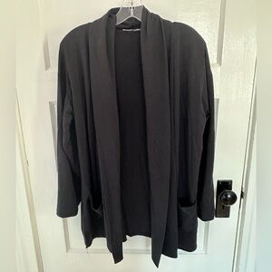 Cyrus Black Open-Front Longline Jacket with Shawl Collar